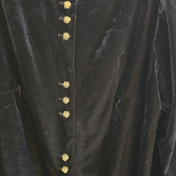 VTG R&M Richards By Karen Kwong Tunic Jacket 14W Black Velvet Padded Y2k - Picture 4 of 12